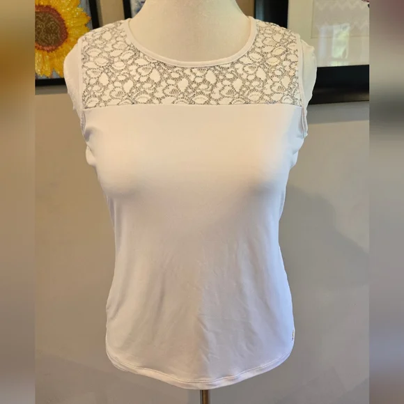 Calvin Klein White Lace Accent Tank Top - Picture 1 of 8